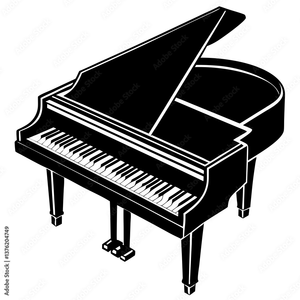 Create a Piano silhouette vector style on a white background Create a Piano silhouette vector style on a white background