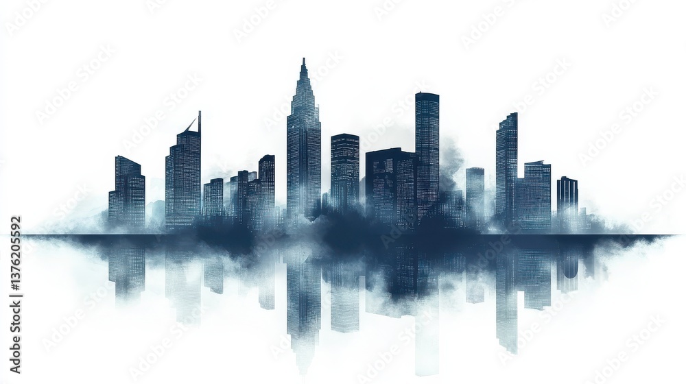 Naklejka premium hi-tech city silhouette at white background. illustration