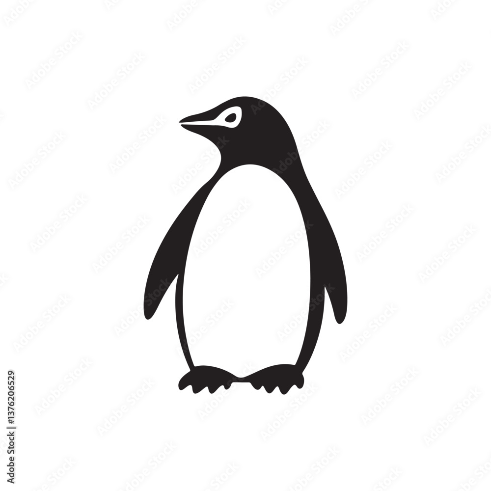 Fototapeta premium black penguins silhouette vector