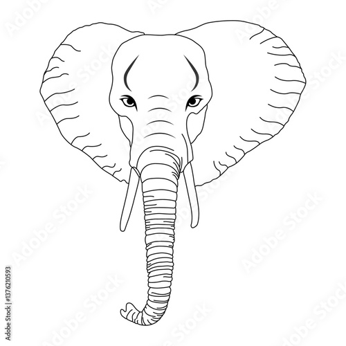 Elephant head line art vector design. Elephant head outline illustration design.
