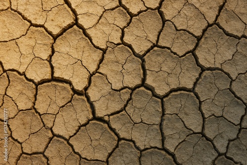 Dry, cracked earth forms a textured pattern, highlighting the impact of severe drought conditions and emphasizing the urgent need for water conservation