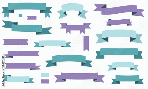 Assorted Teal and Purple Ribbon Banner Set