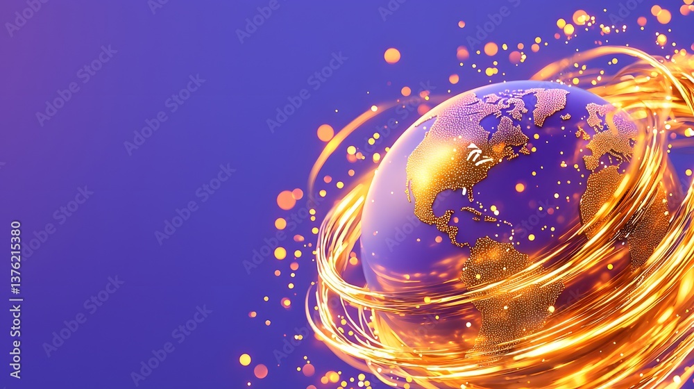 Global trade growth illustrated a stylized globe with economic connections in a vibrant digital environment Global trade growth illustrated a stylized globe with economic connections in a vibrant digital environment