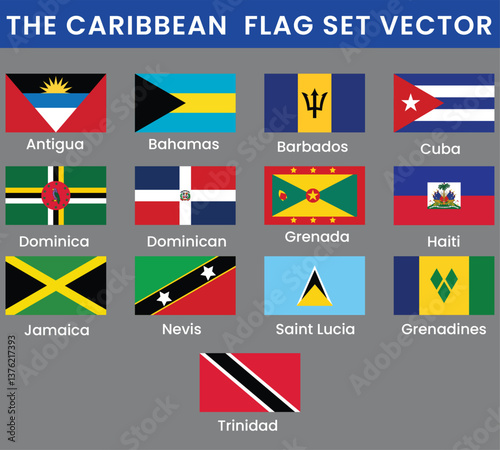 Caribbean Flags Collection Vector for Creative Projects
