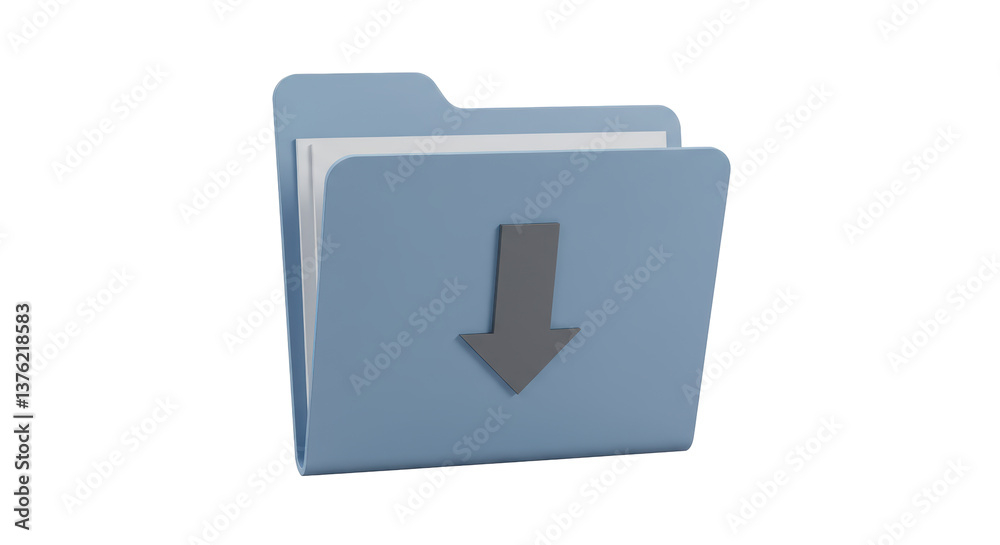 Isolated Blue Folder with Downward Arrow Symbol Isolated Blue Folder with Downward Arrow Symbol