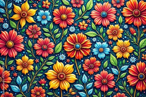 Wallpaper Mural Intricate line art floral design, endless repeat, monochrome, vintage Torontodigital.ca