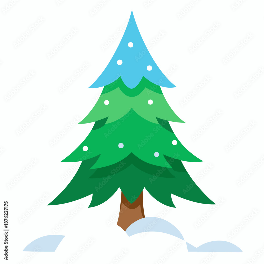 Winter holiday with fir pine tree and snow vector on white background. Winter holiday with fir pine tree and snow vector on white background.