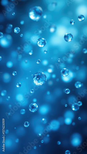 Wallpaper Mural Bubbles against blurred blue background, representing GLP-1 activity. Torontodigital.ca