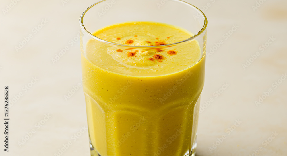 Refreshing golden milk smoothie with turmeric and ginger for healthy lifestyle Refreshing golden milk smoothie with turmeric and ginger for healthy lifestyle