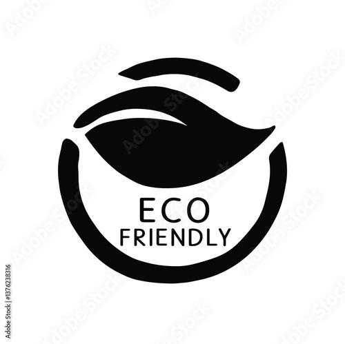 sign environmentally friendly products silhouette monochrome vector hand drawn illustration