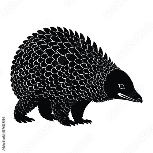 Silhouetted Echidna, showcasing intricate scales.