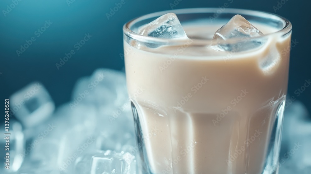 Protein Shake in Glass with Ice Cubes - Standard v2 Protein Shake in Glass with Ice Cubes - Standard v2