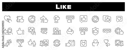Like Sign of Customer Feedback Vector Outline Icons Set