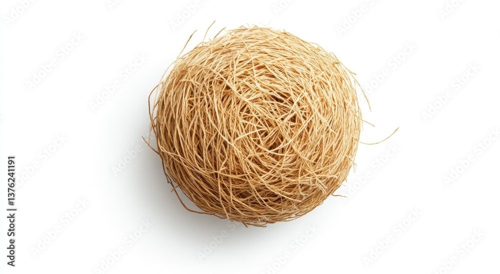 Round ball of dried, light-brown threads Round ball of dried, light-brown threads