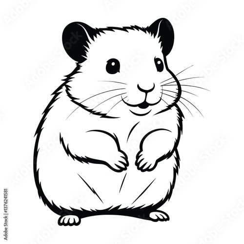 A cheerful, cartoon hamster silhouette, perfect for children's books, educational materials, pet-themed designs, or anything needing a friendly and whimsical animal illustration.