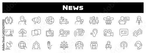News Vector Outline Icon Set
