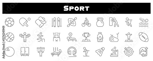 Multiple Sports Vector Outline Icon Set