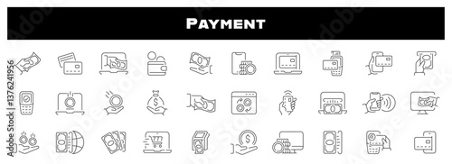 Payment Vector Outline Money Icon Set
