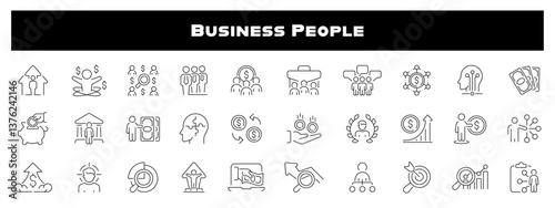 Business People Vector Outline Icon Set