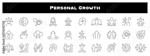 Personal Growth Vector Outline Icon Set