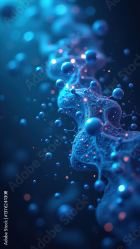 A microscopic view of GLP1 with a dark background showing illuminated droplets.