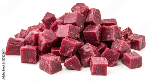 Cubed raw beef