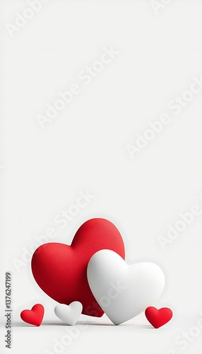 Red  White Hearts with Love Symbol.