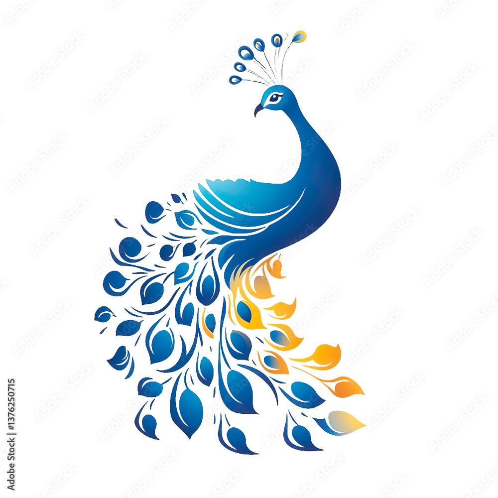 Fototapeta premium Peafowl logo isolated on a white transparent background