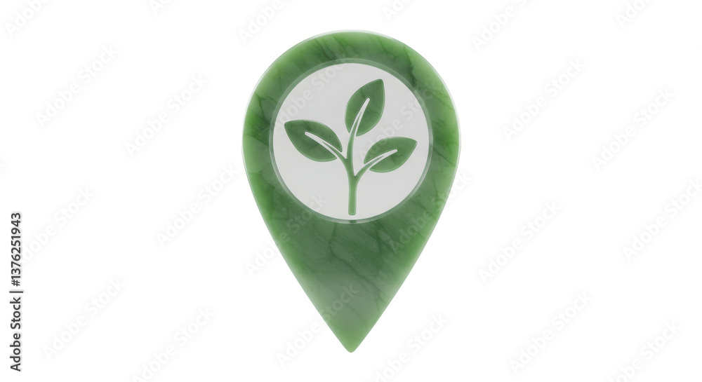 Isolated Green Location Marker with Plant Leaves Symbol Isolated Green Location Marker with Plant Leaves Symbol