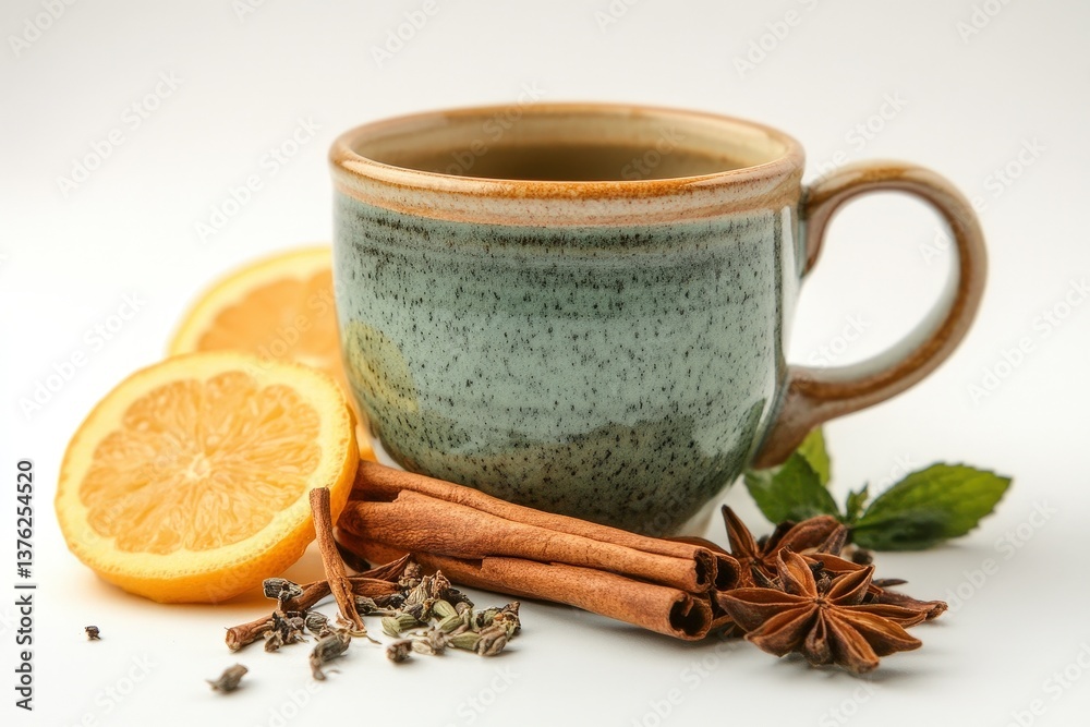 An Image Presenting Herbal Tea Ingredients in a White Backdrop An Image Presenting Herbal Tea Ingredients in a White Backdrop