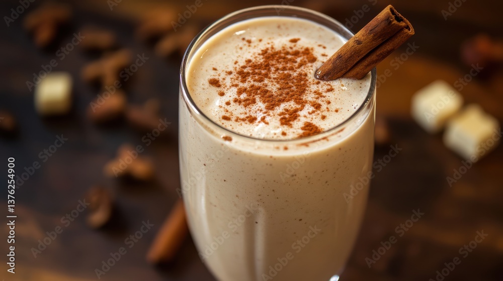 Vanilla Protein Shake in Tall Glass with Cinnamon S Vanilla Protein Shake in Tall Glass with Cinnamon S