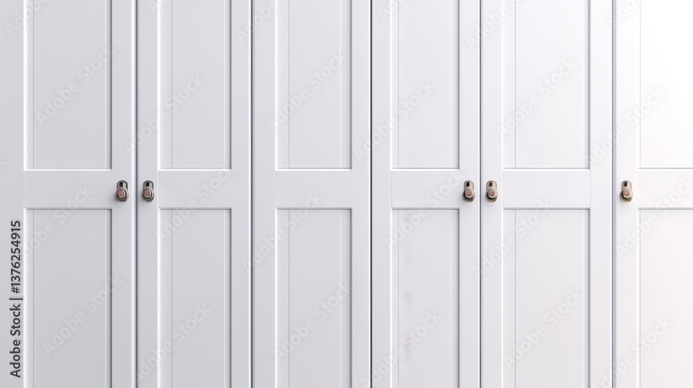 White Wooden Storage Locker with Multiple Doors and Metal Knobs White Wooden Storage Locker with Multiple Doors and Metal Knobs
