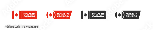 Made in Canada sticker. Canadian product label. Quality merchandise badge.