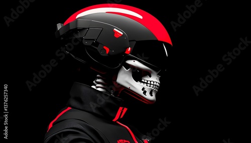 Red Helmet Skeleton Profile.