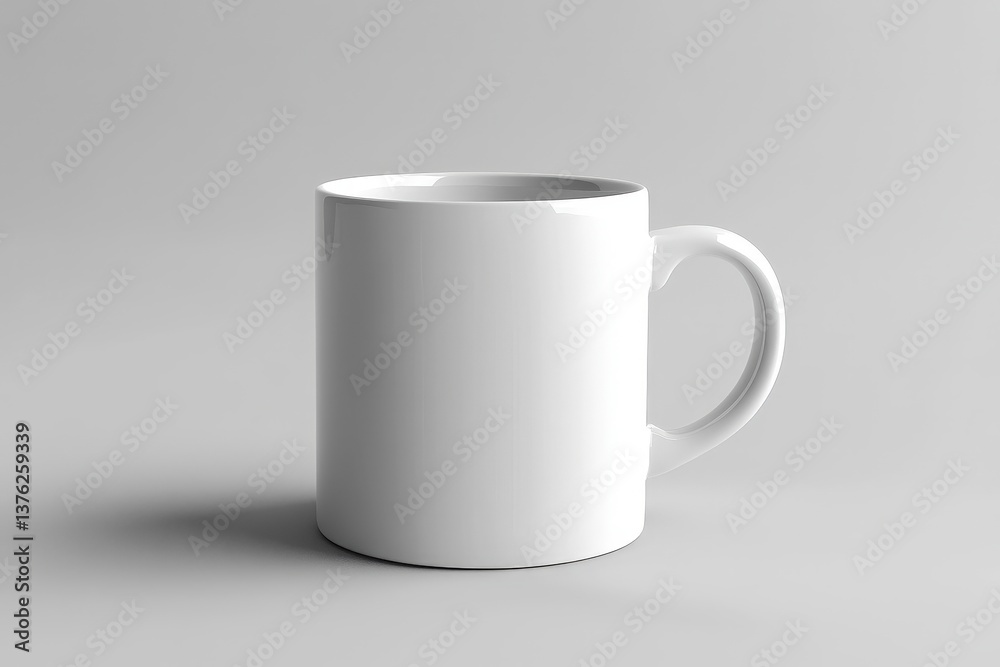 Fototapeta premium A plain white coffee mug sitting on a solid gray background