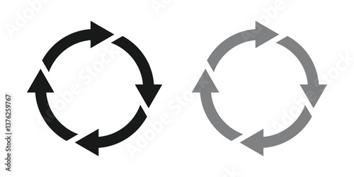 Flat arrow icon of cyclic rotation, recycling recurrence, renewal. Circles arrow icon vector illustration isolated on white background.