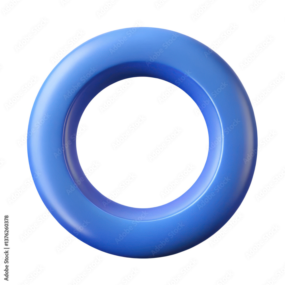 A smooth, circular object in vibrant blue, featuring a hollow center and a glossy finish, illustration of 3d rendering. A smooth, circular object in vibrant blue, featuring a hollow center and a glossy finish, illustration of 3d rendering.