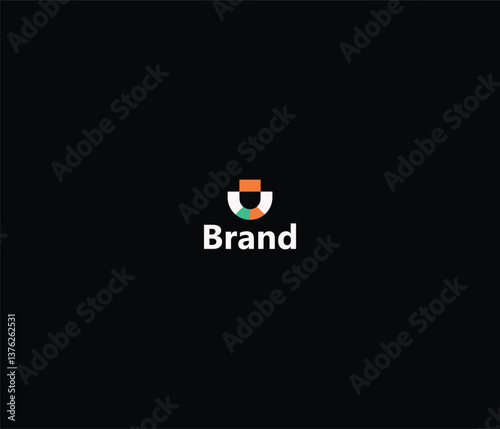 Minimal Letter U Geometric Logo Design with Black Background.  photo