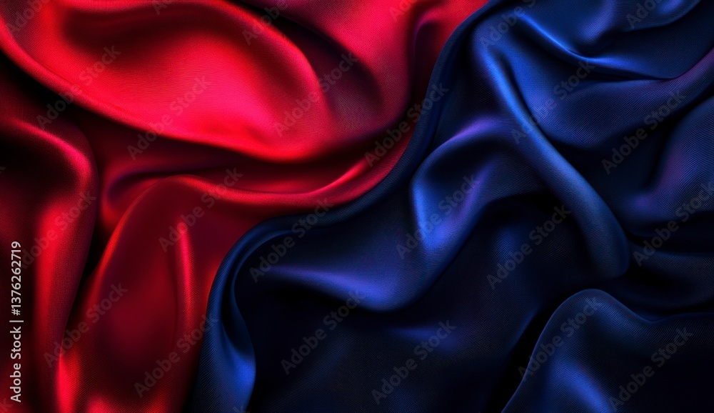 Obraz premium Elegant Silk Fabric Flowing in Red and Blue Colors Texture