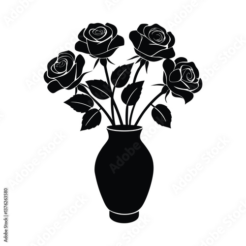 rose flowers in vase on white background 