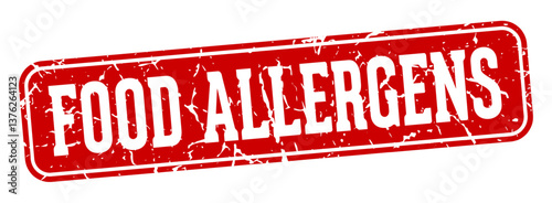 food allergens rectangular sign. food allergens stamp