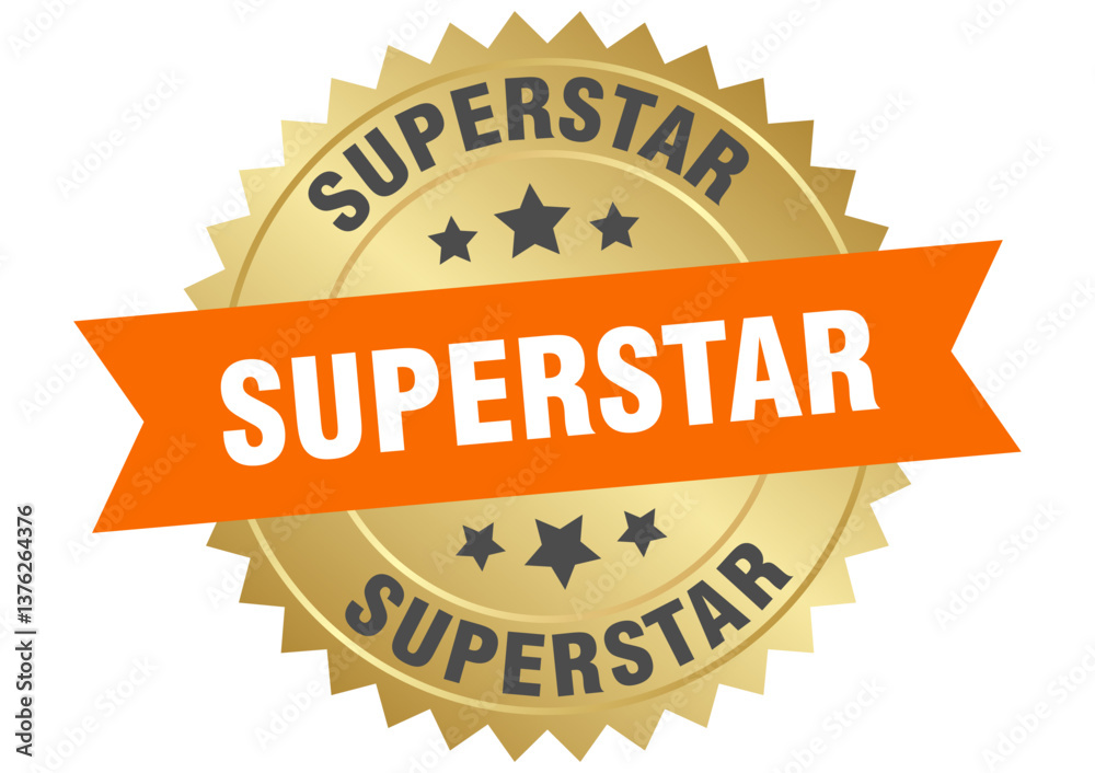 Obraz premium superstar. superstar round orange and gold label isolated on transparent background