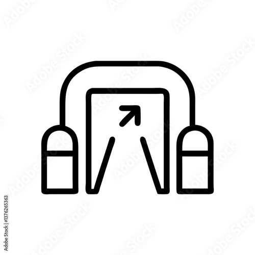 Simple line black vector icon of metro entrance, modern design