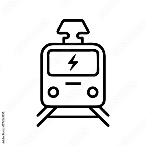 Linear vector icon of an electric locomotive, modern railway design