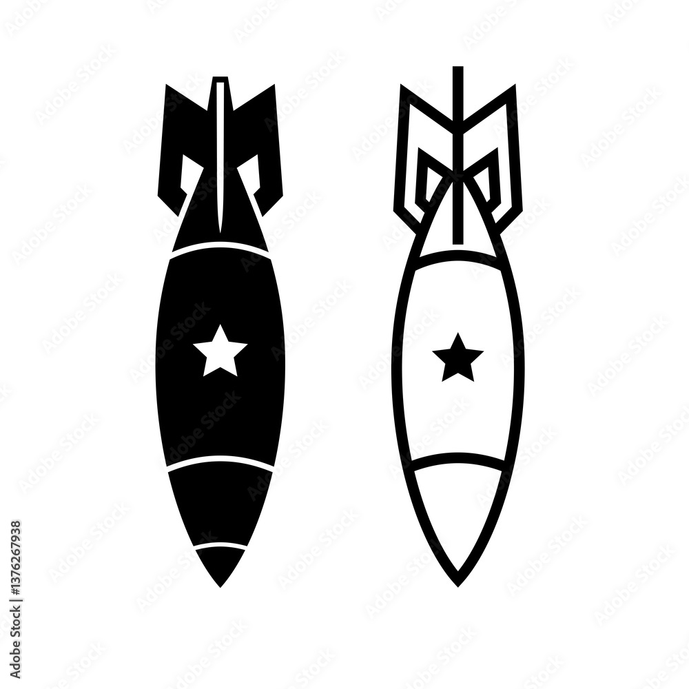 Bomb icon. Air bomb, symbol of war, bombardment or explosion. Powerful offensive weapon. Raster image. Bomb icon. Air bomb, symbol of war, bombardment or explosion. Powerful offensive weapon. Raster image.