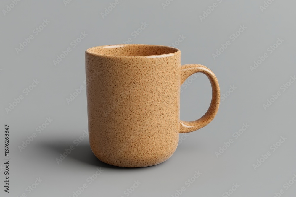 Fototapeta premium A ceramic coffee mug with a textured surface stands alone
