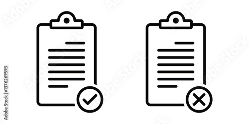 Clipboard with check mark and cross icon