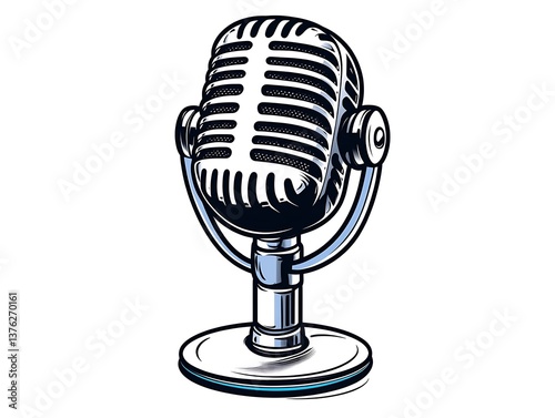 Retro Microphone Illustration.