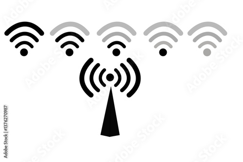 5 different wifi sign and one wifi tower/Vector 