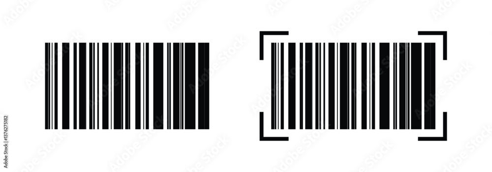 Barcode label for products, black bar code icon on a white background. Barcode label for products, black bar code icon on a white background.